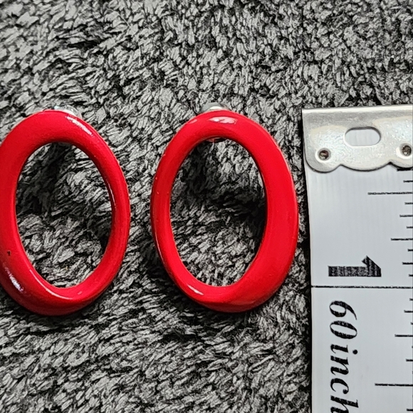 Vintage Red Hoop Earrings - Picture 4 of 7